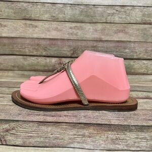 Tory Burch Gold Leather Thong Sandals